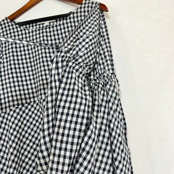 Ann Taylor Loft S Gingham Plaid Tied Bell Sleeve Top Picnic Cottage Prairie Cute - Picture 3 of 9